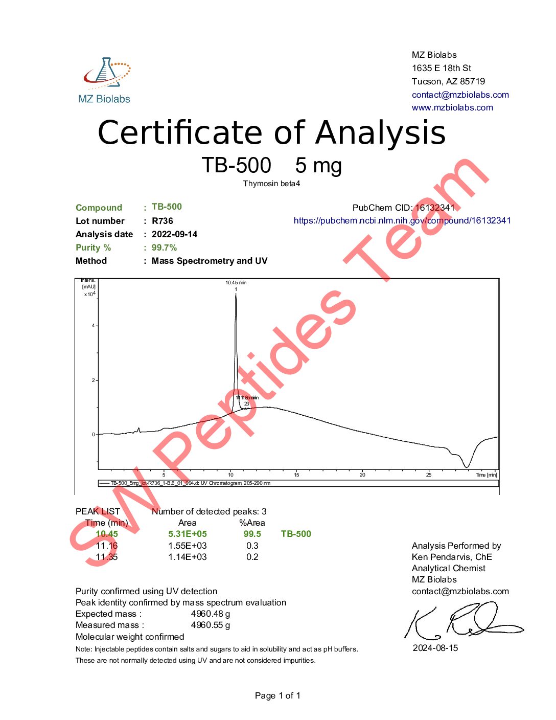 TB-500 |5mg | Platinum Peptides - Image 2